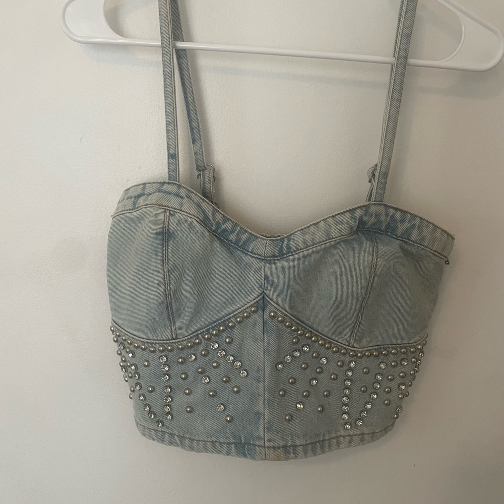Blank NYC Light Blue Denim Top